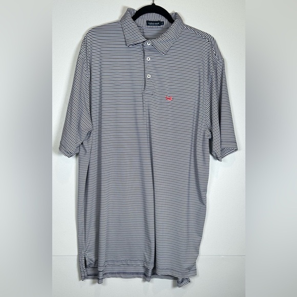 Southern Marsh Black, Blue and White Striped Polo Shirt with Logo. Size XL - Picture 1 of 7